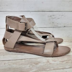 Bottega Veneta taupe leather gladiator sandals EU Size 40